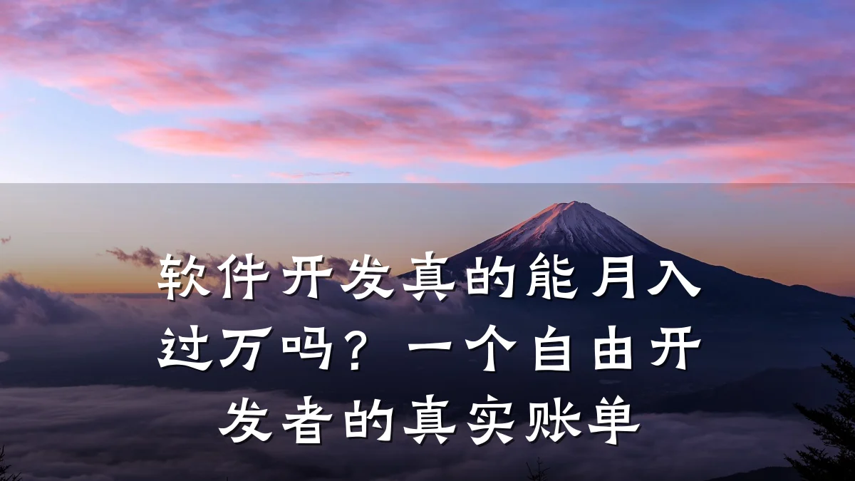 软件开发真的能月入过万吗?一个自由开发者的真实账单
