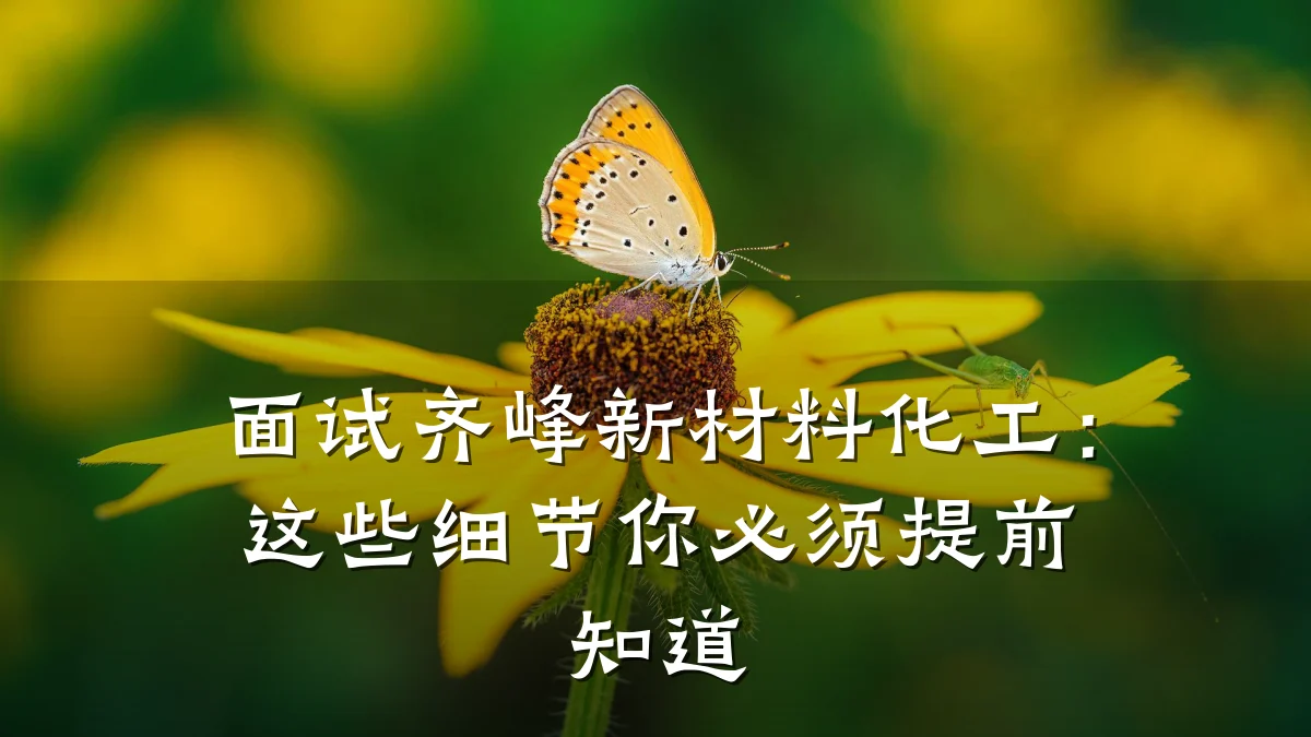 面试齐峰新材料化工：这些细节你必须提前知道